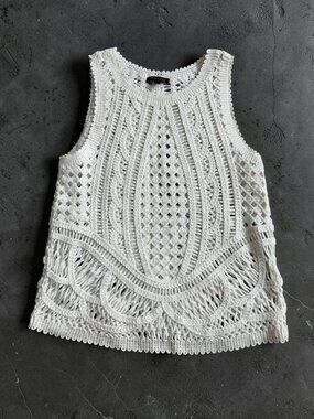 MASSIMO DUTTI White Knit Tank Top Size Small